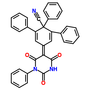 2,5-Cyclohexadiene-1-carbonitrile,1,2,6-triphenyl-4-(tetrahydro-2,4,6-trioxo-1-phenyl-5(2h)-pyrimidinylidene)- Structure,87031-32-1Structure