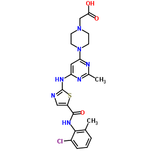 {4-[6-({5-[(2-氯-6-甲基苯基)氨基甲酰]-1,3-噻唑-2-基}氨基)-2-甲基-4-嘧啶基]-1-哌嗪基}乙酸结构式_910297-53-9结构式
