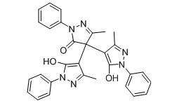 3H-pyrazol-3-one, 2,4-dihydro-4,4-bis(5-hydroxy-3-methyl-1-phenyl-1h-pyrazol-4-yl)-5-methyl-2-phenyl- Structure,124009-63-8Structure