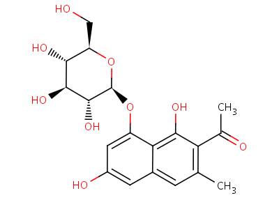 Ethanone, 1-[8-(b-d-glucopyranosyloxy)-1,6-dihydroxy-3-methyl-2-naphthalenyl]- Structure,23566-96-3Structure