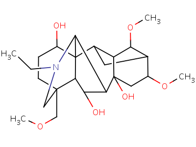 20-Ethyl-14alpha,16beta-dimethoxy-4-(methoxymethyl)aconitane-1alpha,7,8-triol Structure,63201-50-3Structure