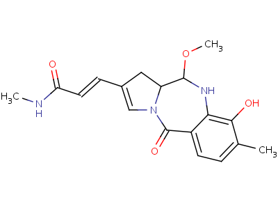 2-Propenamide, n-methyl-3-(5,10,11,11a-tetrahydro-9-hydroxy-11-methoxy-8-methyl-5-oxo-1h-pyrrolo(2,1-c)(1,4)benzodiazepin-2-yl)- Structure,68373-95-5Structure