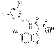 p-[1-(5-氯苯并[b]噻吩-3-基)-2-[[2-(3,5-二氯苯基)乙烯]氨基]-2-氧代乙基]-磷酸结构式_1020540-31-1结构式