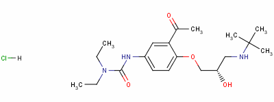 3-[3-乙酰基-4-[3-(叔-丁基氨基)-2-羟基丙氧基]苯基]-1,1-二乙基脲盐酸盐结构式_102293-39-0结构式