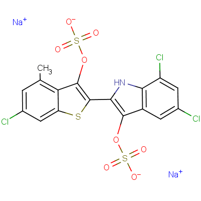 Disodium [5,7-dichloro-2-(6-chloro-4-methyl-3-sulfonatooxy-1-benzothiophen-2-yl)-1h-indol-3-yl] sulfate Structure,10241-20-0Structure