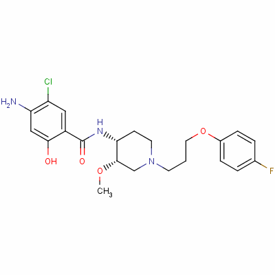 4-氨基-5-氯-N-[(3S,4R)-1-[3-(4-氟苯氧基)丙基]-3-甲氧基哌啶-4-基]-2-羟基苯甲酰胺结构式_102671-04-5结构式