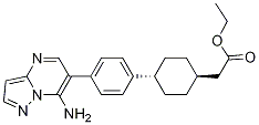 Cyclohexaneacetic acid, 4-[4-(7-aminopyrazolo[1,5-a]pyrimidin-6-yl)phenyl]-, ethyl ester, trans- Structure,1031336-54-5Structure