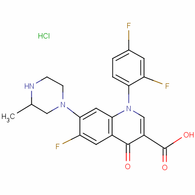 1-(2,4-Difluorophenyl)-6-fluoro-1,4-dihydro-7-(3-methyl-1-piperazinyl)-4-oxo-3-quinolinecarboxylic acid hydrochloride Structure,105784-61-0Structure