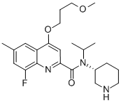 8-氟-4-(3-甲氧基丙氧基)-6-甲基-n-(1-甲基乙基)-n-(3r)-3-哌啶基-2-喹啉羧酰胺结构式_1078203-42-5结构式