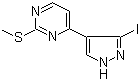 4-(3-碘-1H-吡唑-4-基)-2-甲基硫代嘧啶结构式_1111638-74-4结构式