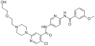 5-氯-2-(4-(2-(2-羟乙氧基)乙基)-1-哌嗪)-N-(6-(3-甲氧基苯甲酰胺)-3-吡啶)异烟酰胺结构式_1131604-97-1结构式