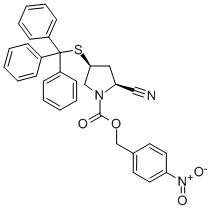 1-Pyrrolidinecarboxylic acid, 2-cyano-4-[(triphenylmethyl)thio]-, (4-nitrophenyl)methyl ester, (2s-cis)- Structure,117336-53-5Structure