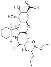 6-[({(3aS,7aS)-1-[(2S)-2-{[(2S)-1-乙氧基-1-氧代-2-戊烷基]氨基}丙酰]八氢-1H-吲哚-2-基}羰基)氧基]-3,4,5-三羟基四氢-2H-吡喃-2-羧酸结构式_120398-66-5结构式