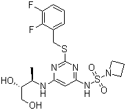 N-[2-[[(2,3-二氟苯基)甲基]硫代]-6-[[(1r,2r)-2,3-二羟基-1-甲基丙基]氨基]-4-嘧啶]-1-氮杂丁烷磺酰胺结构式_1204707-71-0结构式