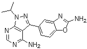 3-(2-氨基-5-苯并噁唑)-1-(1-甲基乙基)-1H-吡唑并[3,4-d]嘧啶-4-胺结构式_1224844-38-5结构式