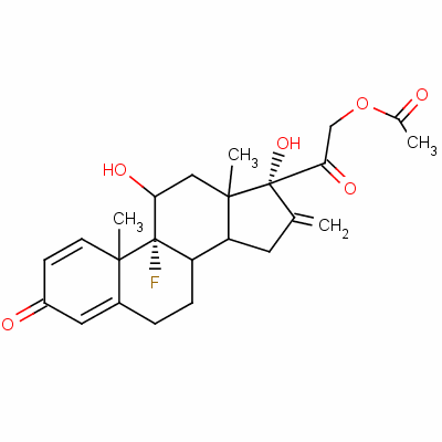 9-氟-11beta,17,21-三羟基-16-亚甲基孕甾-1,4-二烯-3,20-二酮 21-乙酸酯结构式_1255-35-2结构式