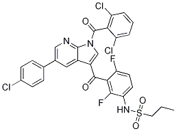 N-[3-[[5-(4-氯苯基)-1-(2,6-二氯苯甲酰基)-1H-吡咯并[2,3-b]吡啶-3-基]羰基]-2,4-二氟苯基]-1-丙烷磺酰胺结构式_1262985-23-8结构式