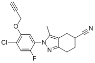 2H-Indazole-5-carbonitrile, 2-[4-chloro-2-fluoro-5-(2-propyn-1-yloxy)phenyl]-4,5,6,7-tetrahydro-3-methyl- Structure,127682-15-9Structure