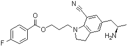 (R)-3-(5-(2-氨基丙基)-7-氰基吲哚-1-基)丙基 4-氟苯甲酸结构式_1277178-52-5结构式