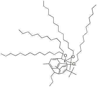 4-[1-(4-{[Bis(tridecyloxy)phosphino]oxy}-5-isopropyl-2-methylphenyl)-2-pentanyl]-5-methyl-2-(2-methyl-2-propanyl)phenyl ditridecyl phosphite Structure,13003-12-8Structure