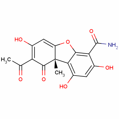 (9aS)-8-乙酰基-1,3,7-三羟基-9a-甲基-9-氧代二苯并呋喃-4-甲酰胺结构式_131436-22-1结构式