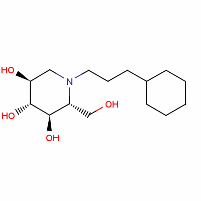 (2R,3R,4R,5S)-1-(3-环己基丙基)-2-(羟基甲基)哌啶-3,4,5-三醇结构式_133342-48-0结构式