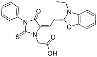 1-Imidazolidineacetic acid, 5-[(3-ethyl-2(3h)-benzoxazolylidene) ethylidene]-4-oxo-3-phenyl-2-thioxo- Structure,13350-41-9Structure