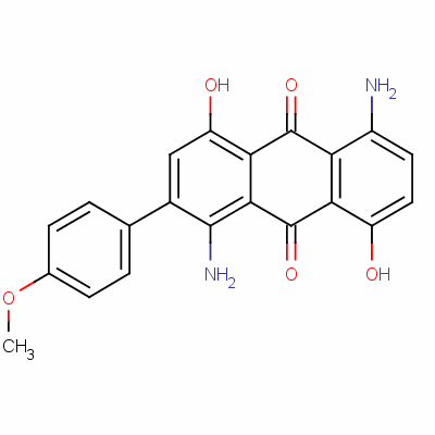 1,5-二氨基-4,8-二羟基-2-(4-甲氧基苯基)-9,10-蒽二酮结构式_13698-89-0结构式