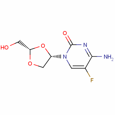 4-氨基-5-氟-1-[(2S,4S)-2-(羟基甲基)-1,3-二氧戊环-4-基]嘧啶-2-酮结构式_145397-26-8结构式