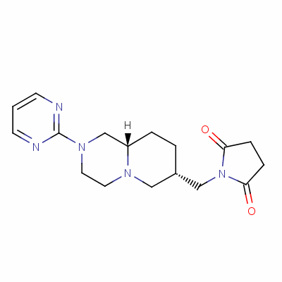 1-[[(7S,9as)-2-pyrimidin-2-yl-1,3,4,6,7,8,9,9a-octahydropyrido[1,6-a]pyrazin-7-yl]methyl]pyrrolidine-2,5-dione hydrochloride Structure,148408-65-5Structure