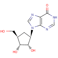 6H-purin-6-one,9-[(1r,2s,3r,4r)-2,3-dihydroxy-4-(hydroxymethyl)cyclopentyl]-1,9-dihydro- Structure,16975-94-3Structure