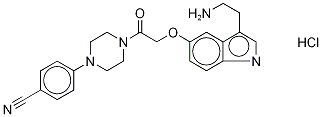 4-(4-(2-(3-(2-氨基乙基)-1H-吲哚-5-基氧基)乙酰基)哌嗪-1-基)苯甲腈盐酸盐结构式_170911-68-9结构式