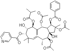 2,5,14-Triacetoxy-3-benzoyloxy-8,15-dihydroxy-7-isobutyroyloxy-9-nicotinoyloxyjatropha-6(17),11E-diene Structure,210108-87-5Structure