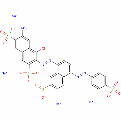 四钠6-氨基-4-羟基-3-[[7-磺酸基-4-[(4-磺酸基苯基)偶氮]-1-萘基]偶氮]萘-2,7-二磺酸酯结构式_2118-39-0结构式