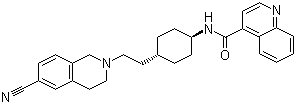 N-((1r,4r)-4-(2-(6-cyano-3,4-dihydroisoquinolin-2(1h)-yl)ethyl)cyclohexyl)quinoline-4-carboxamide Structure,215803-78-4Structure