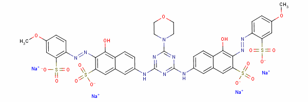 7,7-[[6-(4-吗啉)-1,3,5-三嗪-2,4-二基]二亚氨基]双[4-羟基-3-[ (4-甲氧基-2-硫苯基)氮杂]-2-萘磺酸四钠结构式_2184-11-4结构式