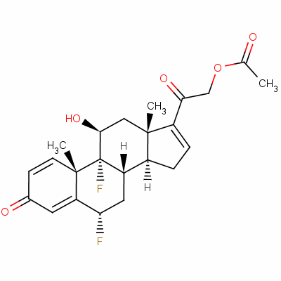 (6a,11b)-21-(乙酰氧基)-6,9-二氟-11-羟基-孕甾-1,4,16-三烯-3,20-二酮结构式_2326-26-3结构式