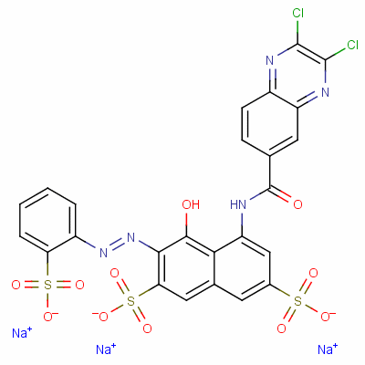 2,7-Naphthalenedisulfonic acid, 5-[[(2,3-dichloro-6-quinoxalinyl) carbonyl]amino]-4-hydroxy-3-[(2-sulfophenyl)azo]-, trisodium salt Structure,2407-13-8Structure