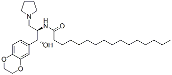 N-[(1R,2R)-2-(2,3-二氢-1,4-苯并二氧杂苯)-2-羟基-1-(1-吡咯烷基甲基)乙基]-棕榈酰胺结构式_245329-78-6结构式