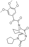 2-环戊基-8,9,10,11-四氢-12-[2-氧代-2-(3,4,5-三甲氧基苯基)乙酰基]-7,11-亚氨基-2H-吡嗪并[1,2-A]氮杂环辛四烯-3,6(4H,7H)-二酮结构式_255910-29-3结构式