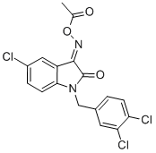 5-氯-1-[(3,4-二氯苯基)甲基]-1H-吲哚-2,3-二酮 3-(o-乙酰基肟)结构式_303998-55-2结构式