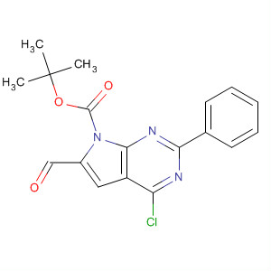 Tert-butyl 4-chloro-6-formyl-2-phenyl-7h-pyrrolo[2,3-d]pyrimidine-7-carboxylate Structure,343633-07-8Structure