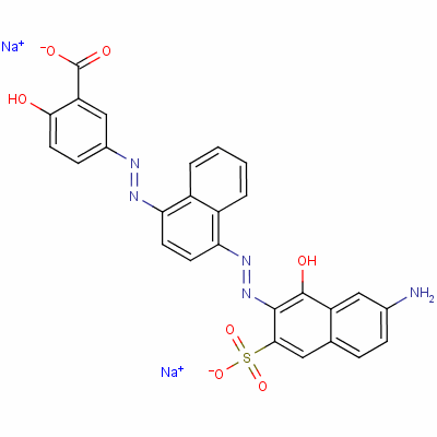 5-[[4-[(7-氨基-1-羟基-3-硫-2-萘)氮杂]-1-萘]氮杂]-2-羟基苯甲酸二钠结构式_3442-21-5结构式