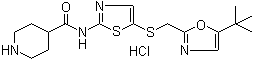 N-[5-[[[5-(1,1-Dimethylethyl)-2-oxazolyl]methyl]thio]-2-thiazolyl]-4-piperidinecarboxamide hydrochloride Structure,345627-90-9Structure