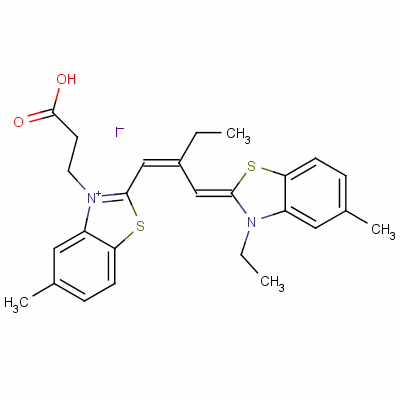 3-[2-[(E)-2-[(z)-(3-ethyl-5-methyl-1,3-benzothiazol-2-ylidene)methyl]but-1-enyl]-5-methyl-2h-1,3-benzothiazol-1-ium-3-yl]propanoic acid iodide Structure,37422-04-1Structure