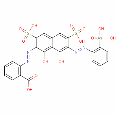 2-((7-((2-Arsonophenyl)azo)-1,8-dihydroxy-3,6-disulpho-2-naphthyl)azo)benzoic acid Structure,3772-44-9Structure