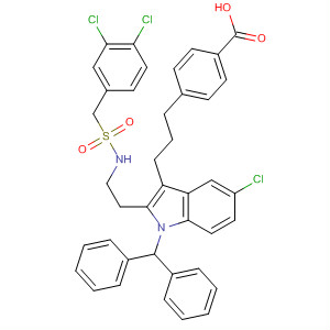 4-[3-[5-Chloro-2-[2-[(3,4-dichlorobenzyl)sulfonylamino]ethyl]-1-[di(phenyl)methyl]indol-3-yl]propyl]benzoic acid Structure,381683-94-9Structure