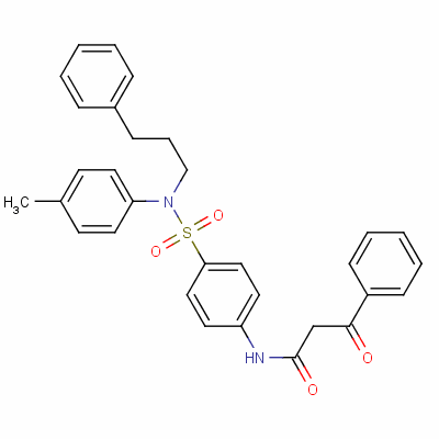 3-Oxo-3-phenyl-n-[4-[n-(3-phenylpropyl)-n-(p-tolyl)sulphamoyl ]phenyl ]propionamide Structure,38219-91-9Structure