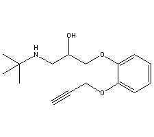 1-(叔丁基氨基)-3-(2-(2-丙炔氧基)苯氧基)丙烷-2-醇结构式_47082-97-3结构式