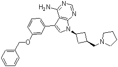 5-[3-(Phenylmethoxy)phenyl]-7-[cis-3-(1-pyrrolidinylmethyl)cyclobutyl]-7h-pyrrolo[2,3-d]pyrimidin-4-amine Structure,475489-15-7Structure